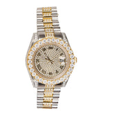 Gold and Silver Moissanite Solitaire Prong Watch